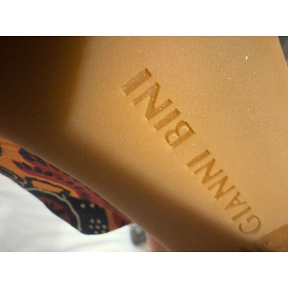 GIANNI BINI sz9 Platform Shoes Blue Red Canvas Retro Block Heel Ankle Strap Sexy - Picture 11 of 16